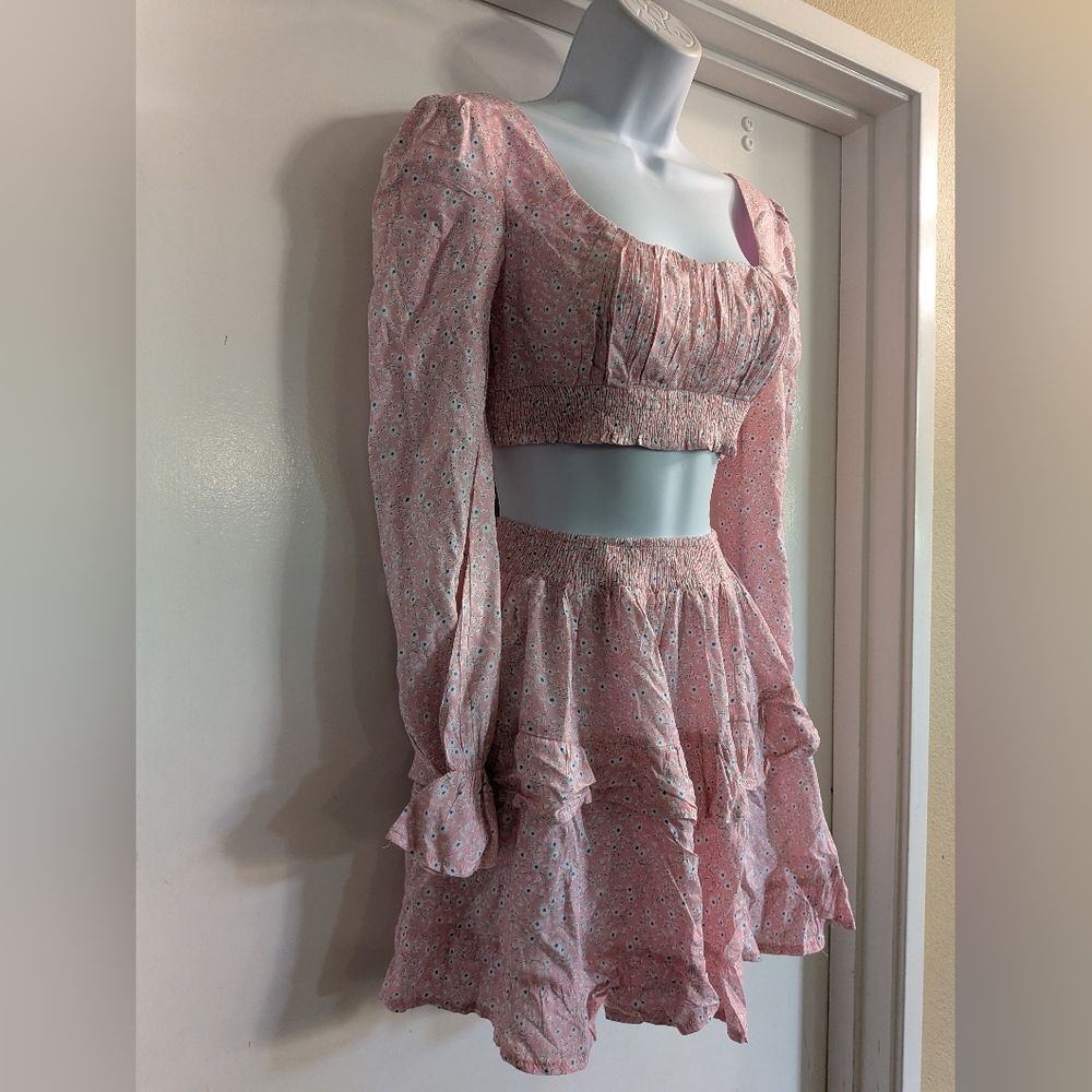Princess Polly Pink Floral Mini Skirt Set. The Susanna Set Blush Size 0 - Picture 8 of 10